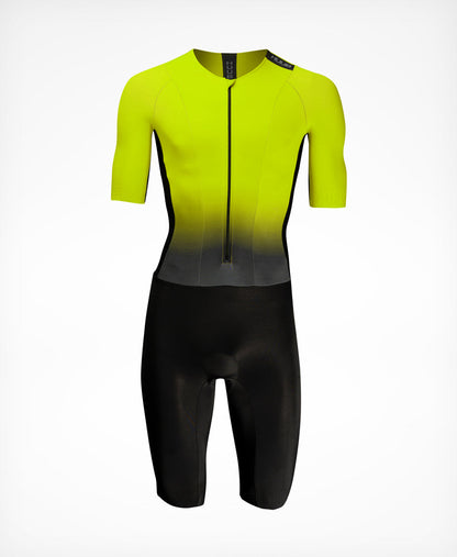 HUUB TC Performance Tri Suit – Fluo Yellow or Black/White – Men's | Long Sleeve, Aero, 3D Pad